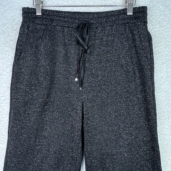Milly Ramona Metallic French Jersey Pants Black M Drawstring Party Holiday NWT - Picture 2 of 11